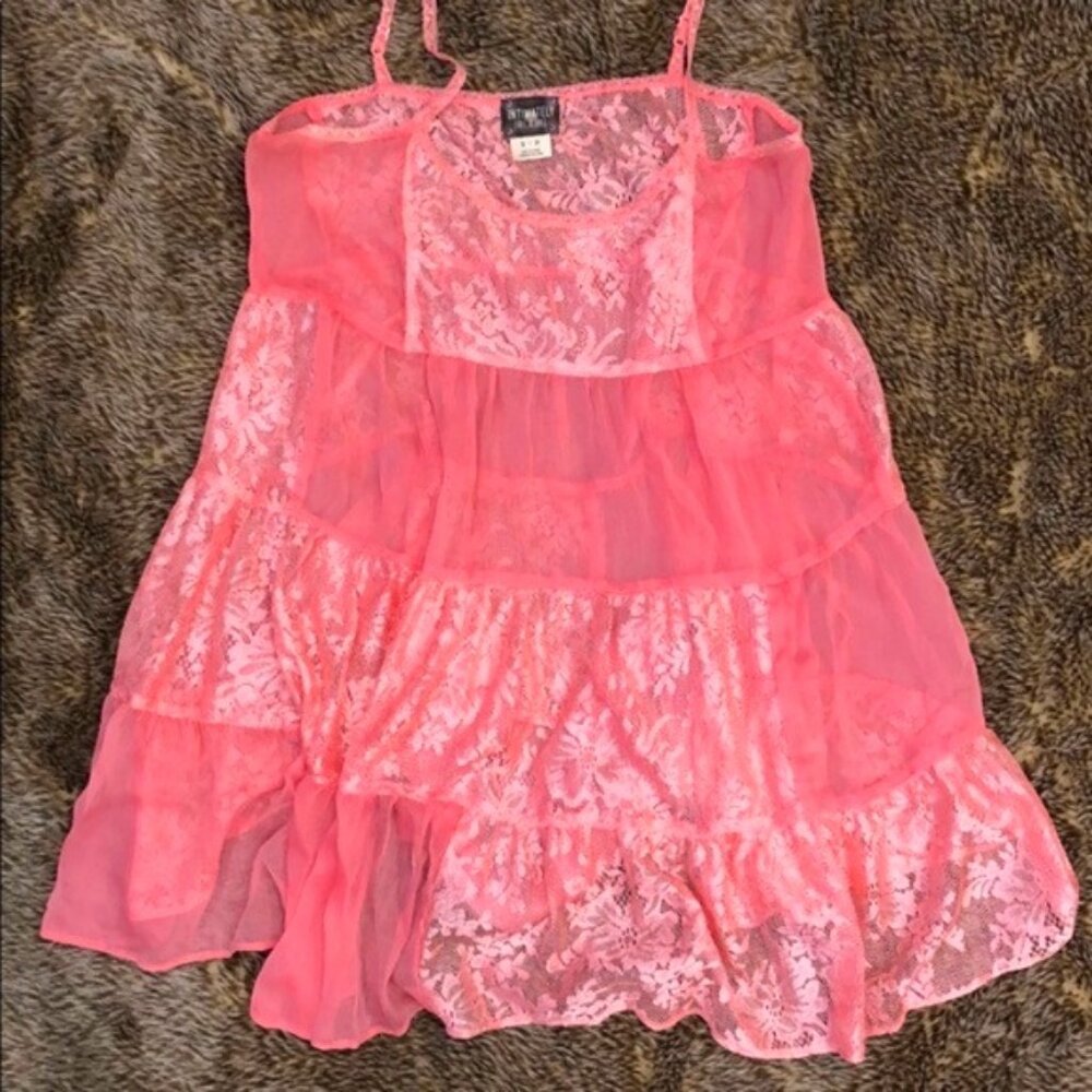 Free People Small Pink sheer lace patchwork adjustable straps top
